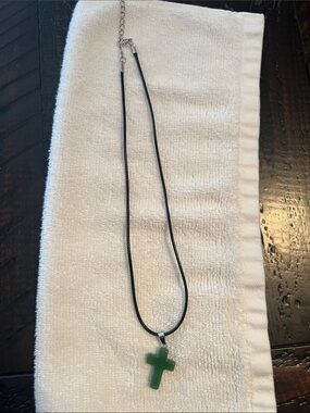 Green Cross Pendant Necklace - Women's Jewelry